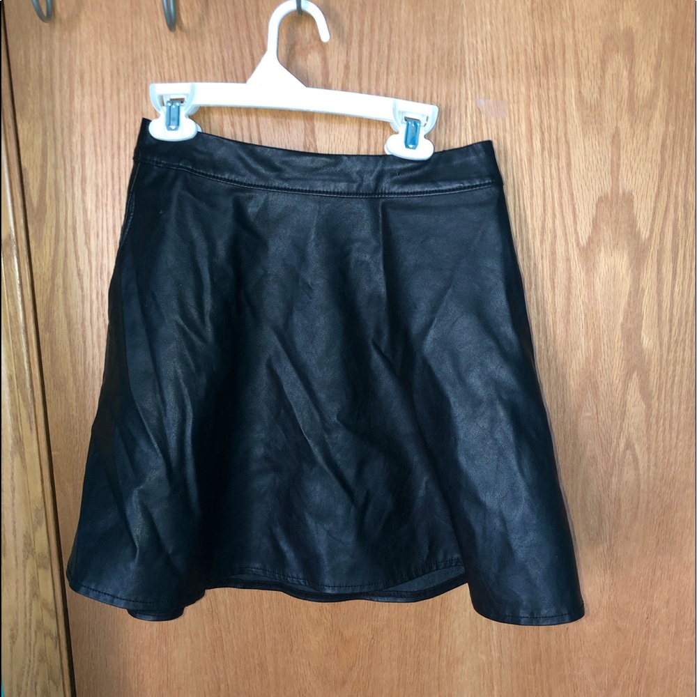 black leather skater skirt